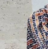 

2020 Autumn and Winter New Women's Breasted Stand Collar Printed Long-sleeved Fishtail Dress