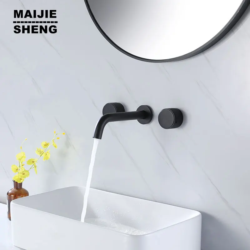 

Матовые черные краны для ванны, смеситель для ванной комнаты, новый ручной смеситель с ручкой в виде ручки, смеситель для горячей и холодной воды с настенным креплением