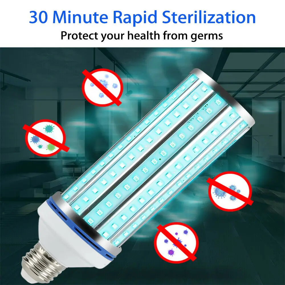 

60W UVC Sterilizing Disinfection Lamp Remote E26 E27 195LED 254nm bulb Ultraviolet Light UVC Germicidal Lamp Disinfection Lamp