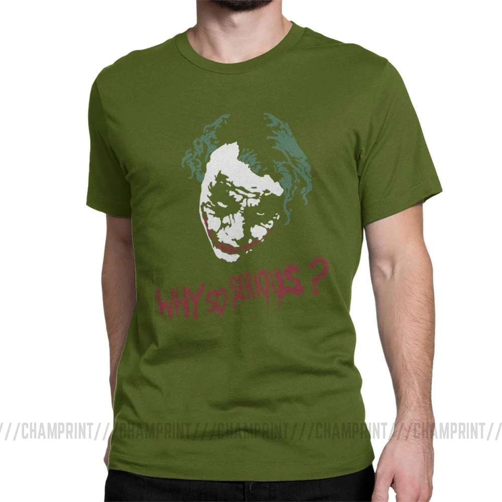 Awesome The Dark Knight Joker Why So Serious футболка отряд самоубийц Мужская футболка Gotham Harajuku футболки уличная одежда с графическим принтом Одежда - Цвет: Армейский зеленый
