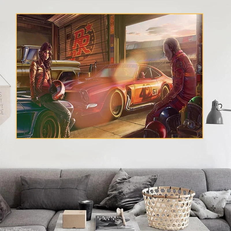 Картина на холсте винтажный автомобиль Ferrari классический курс автомобиля