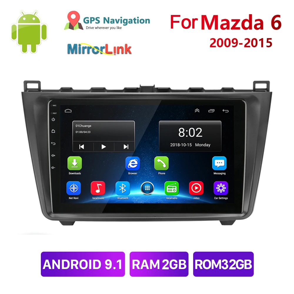 Android 9 1 2Din автомобильный Радио мультимедийный плеер для Mazda 6 2008 2015 аудио стерео GPS