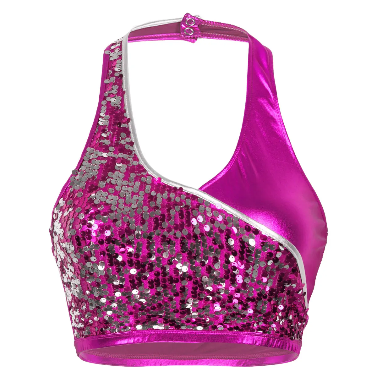 Женские блестящие танцевальные майки с металлическими блестками топы