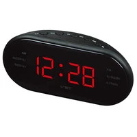 new ac 220v 50hz amfm led clock electronic desktop alarm clock snooze function digital table radiohome office supplies eu plug