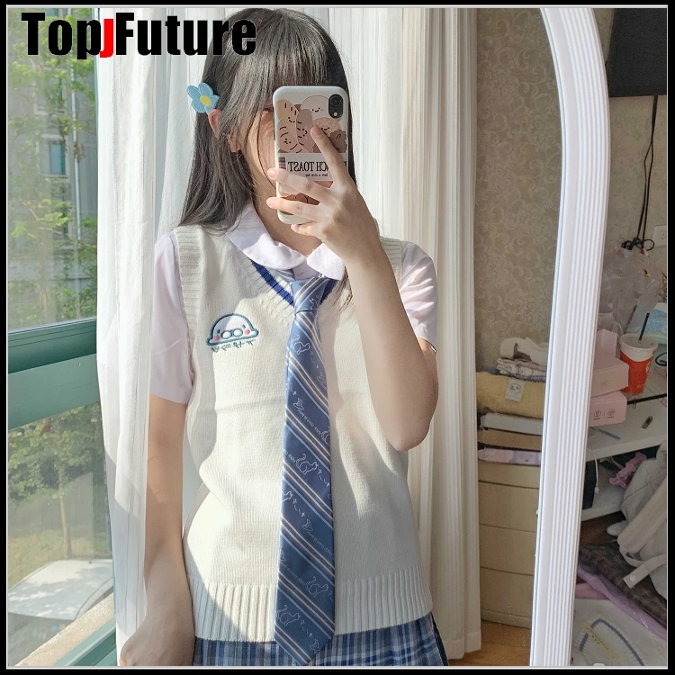 Женский японский вязаный жилет для девочек милый Универсальный свитер школьная