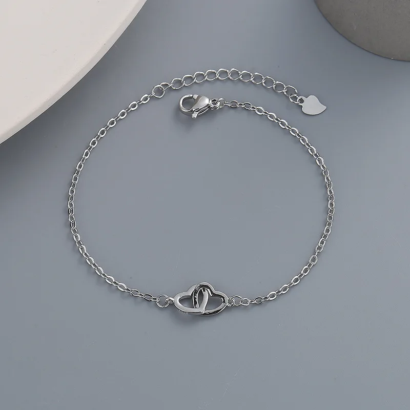Trendy Jewelry Sweet Heart Bracelet Popular Design Hot Selling One Layer Simply Metal For Girl Fine Accessories | Украшения и