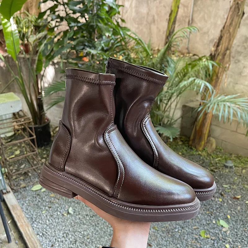 

Женские бархатные ботинки в западном стиле, черные ботинки-мартинсы на толстом каблуке, в стиле ретро, Осень-зима