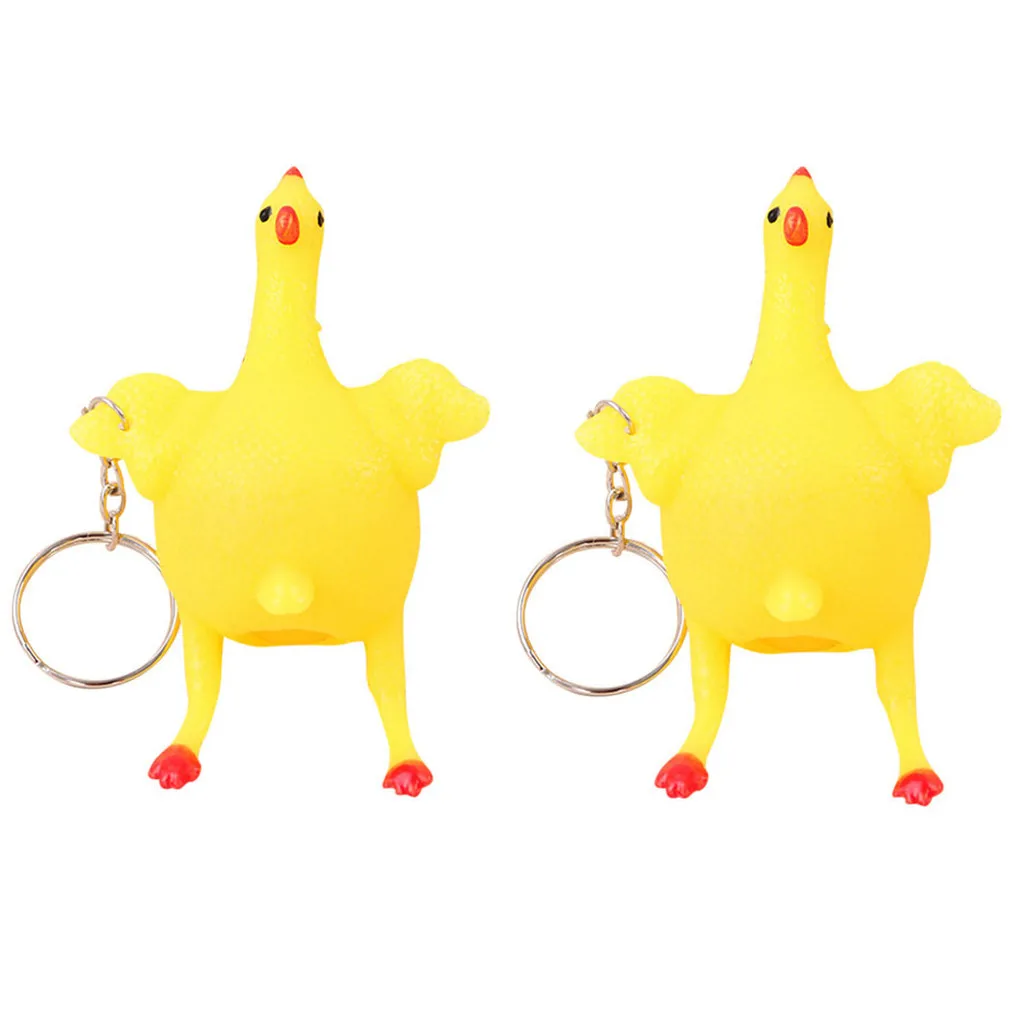Novelty children's toys pranks practical jokes funny mischievous chicken anti-stress chicks laying hens keychain gift |