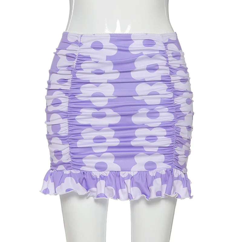 

2020 Summer New High-waist Printing Fold Ear-wrapped Skirt