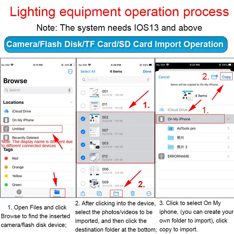 Адаптер OTG USB для камеры устройство чтения TF карт с lightning на micro SD iphone ipad apple ios 13