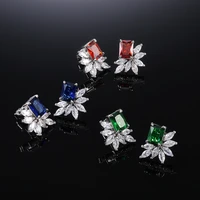 luxury square with marquise cz stone women stud earrings for party 3 colors delicate gift dazzling ladys wedding jewelry