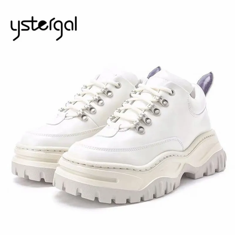 Женские кроссовки на платформе Ystergal повседневная обувь шнуровке плоская подошва