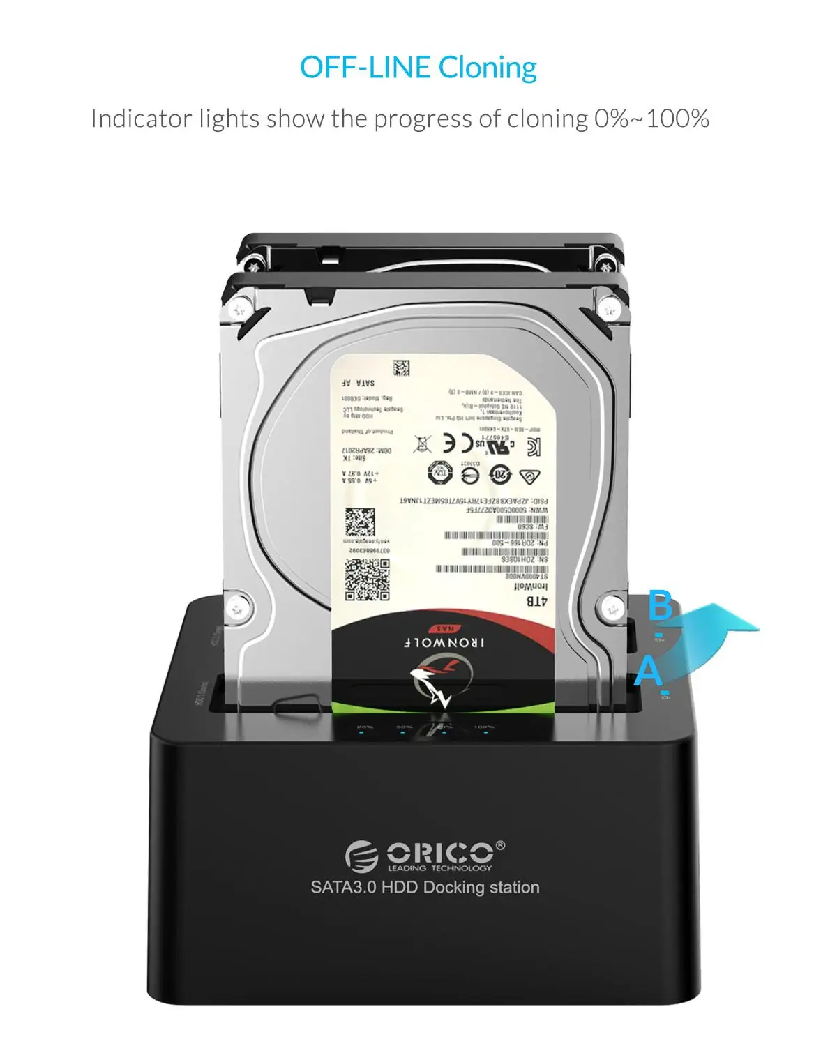 

ORICO Clone Dual Bay 2.5" 3.5" USB 3.0 to SATA Hard Drive Docking Station with Offline Duplicator and Clone Function UASP 5Gbps