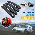 Черный цвет углеродного волокна дверные ручки накладка Набор для Peugeot Expert Tepee 2007  2016 автомобильные аксессуары наклейки Стайлинг 2008
