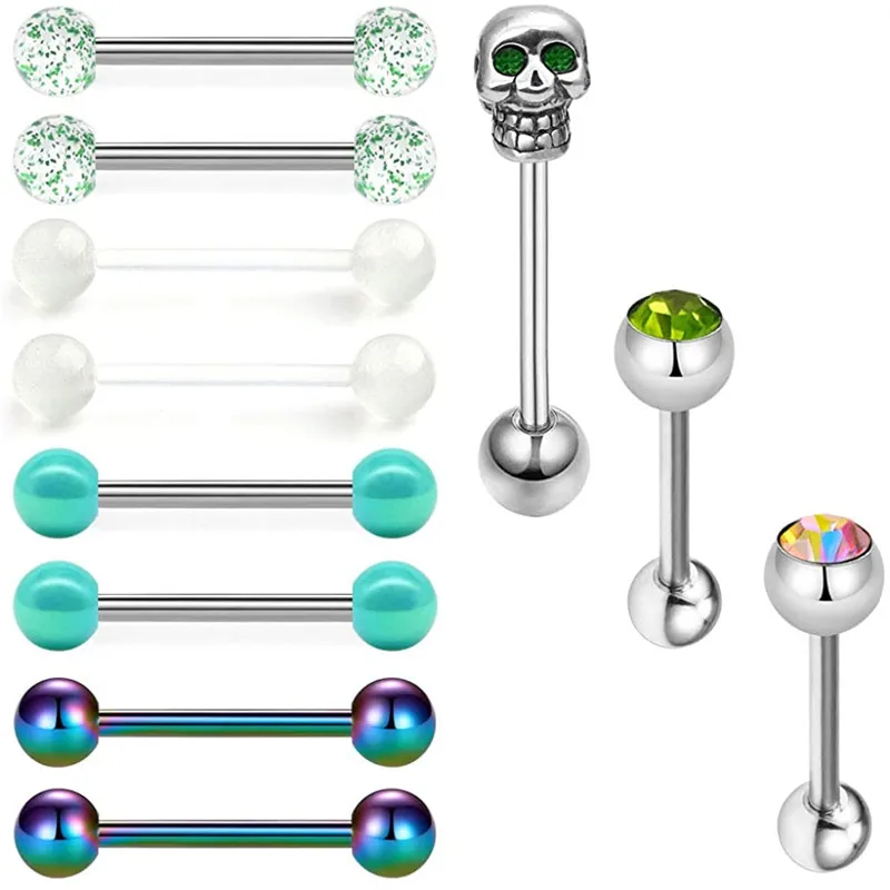 Женские и мужские наконечники с имитацией черепа из нержавеющей стали 11 шт. |