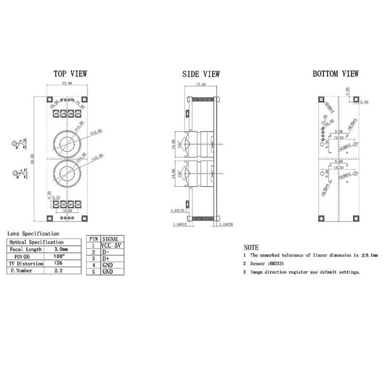 HBVCAM-1821-2 2MP 100 градусов объектив с веб-камерой USB Камера зарядная Модульная плата