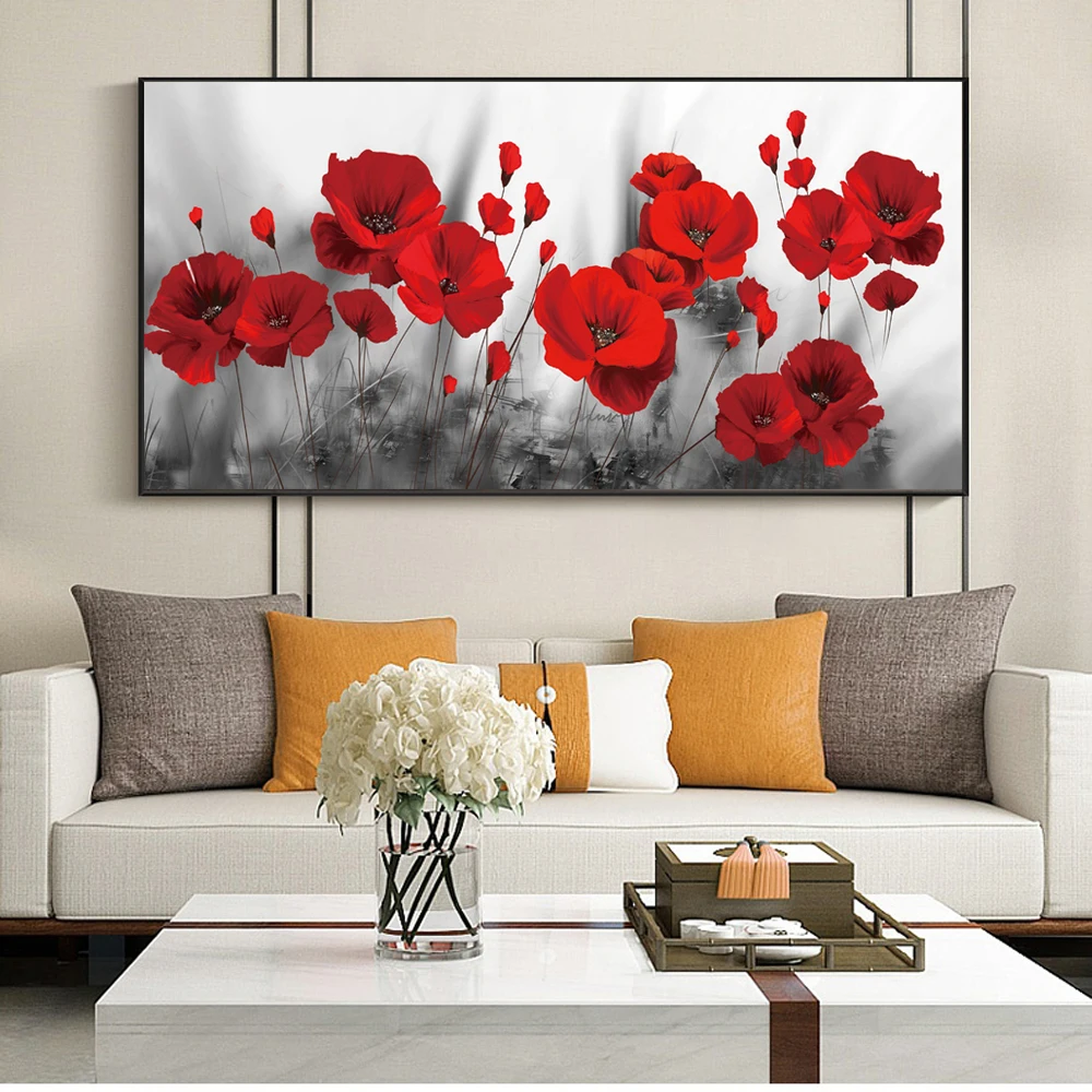 Красные цветы Поппи холст настенные картины художественные плакаты и принты для