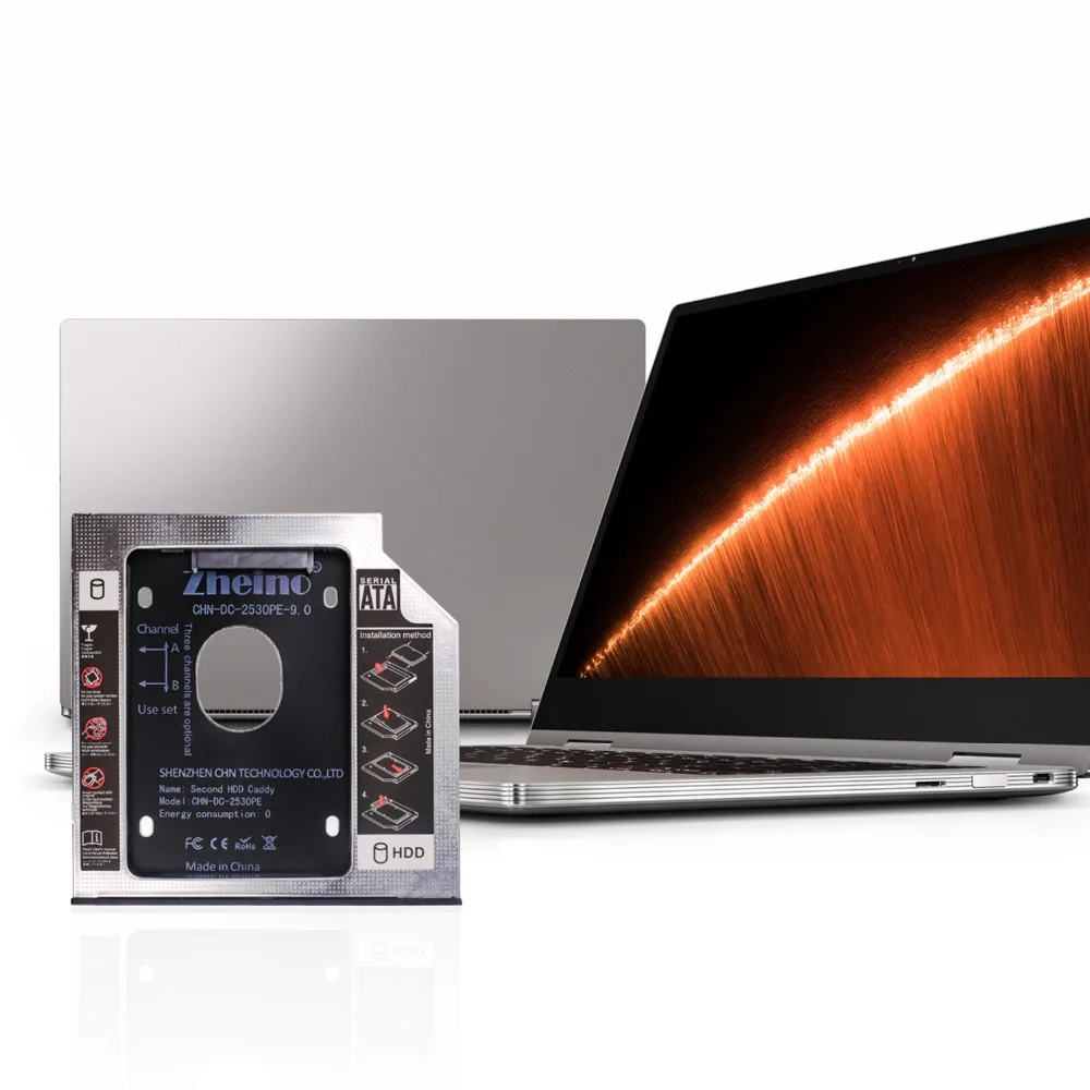 Zheino алюминиевый 9,0 мм 2nd HDD SSD Caddy 2,5 SATA для SATA рамка Caddy HDD чехол адаптер отсек для ноутбука CD/DVD-ROM ODD