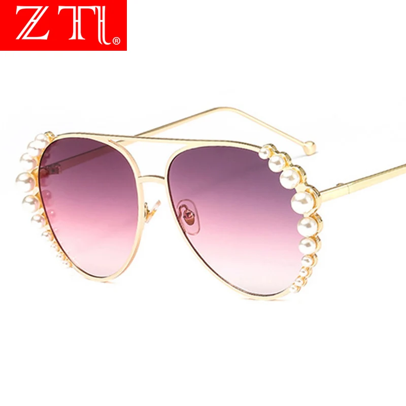 ZT женские роскошные солнцезащитные очки пилот дизайн бренд Жемчужное Украшение