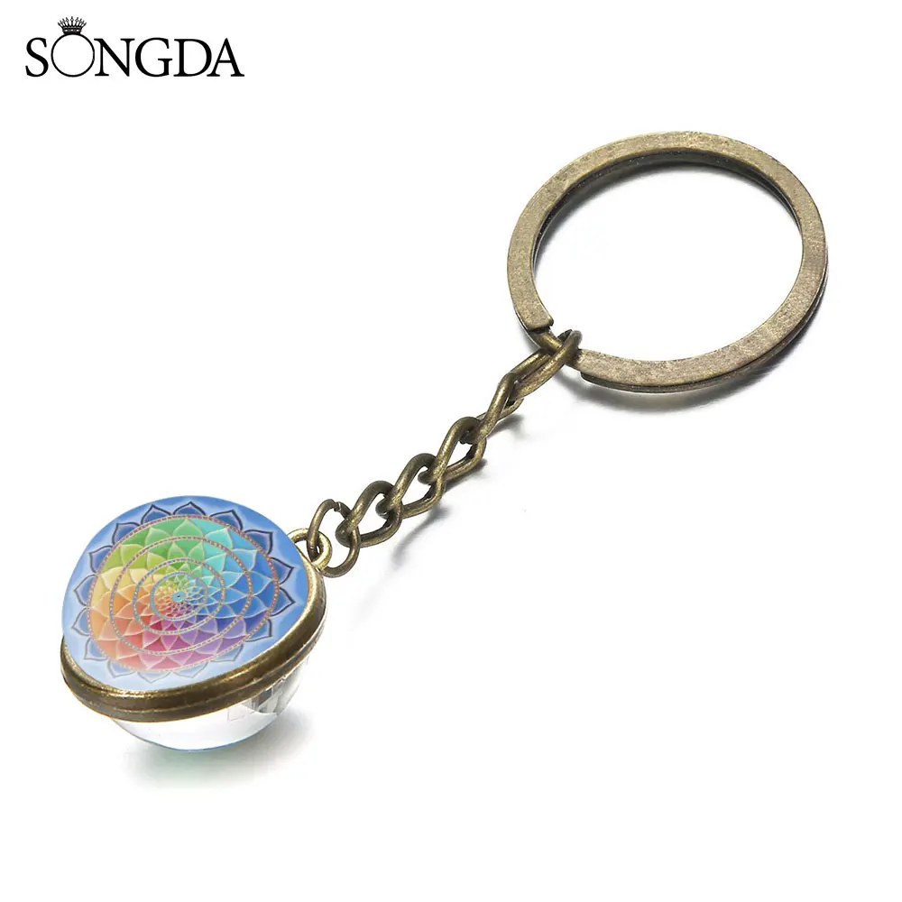 Индийский винтажный брелок с рисунком мандалы буддистский цветок жизни