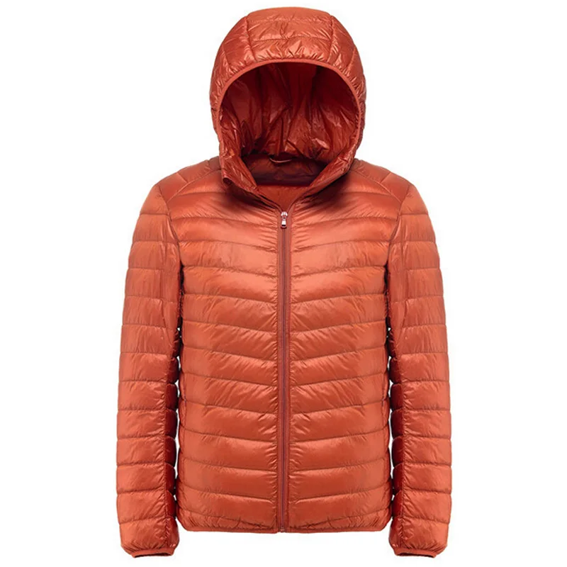 hooded orange Мужские повседневные теплые куртки, однотонная тонкая дышащая зимняя куртка, Мужская верхняя одежда, легкая парка, плюс размер, XXXL, hombre jaqueta - Цвет: hooded orange