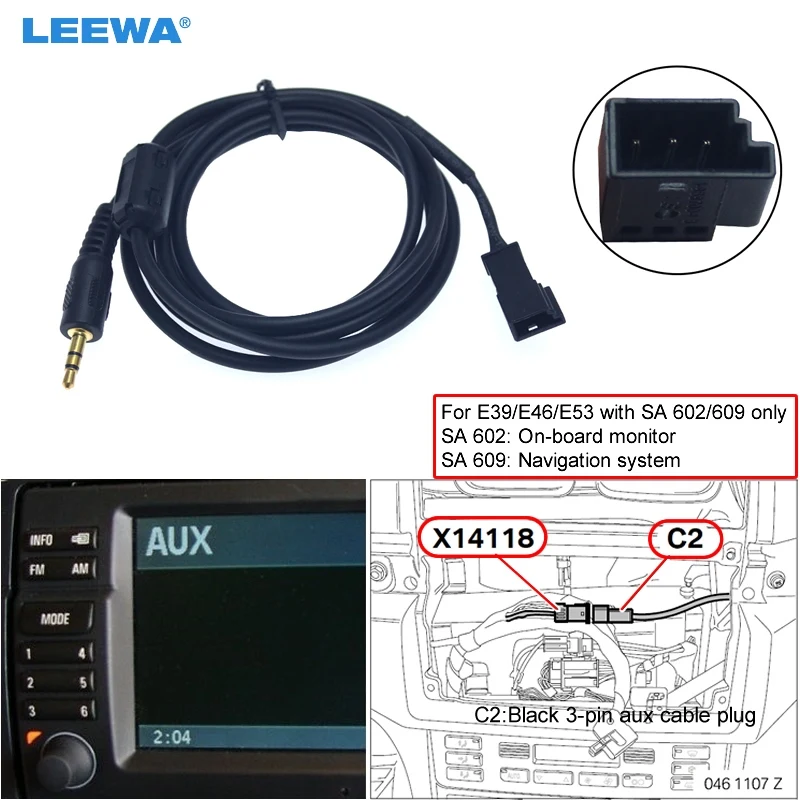 LEEWA 3 5 мм Штекерный разъем к контактному AUX разъему жгут проводов для BMW E39/E46/E53 с
