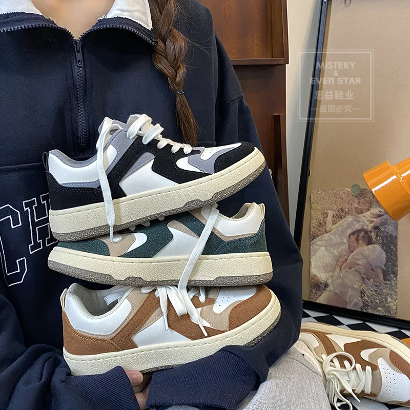 

Autumn Winter Fashion Sneakers Platform Shoes for Women Low Cut Lace-up Med (3cm-5cm) Women's Vulcanize Shoes Chunky Sneakers