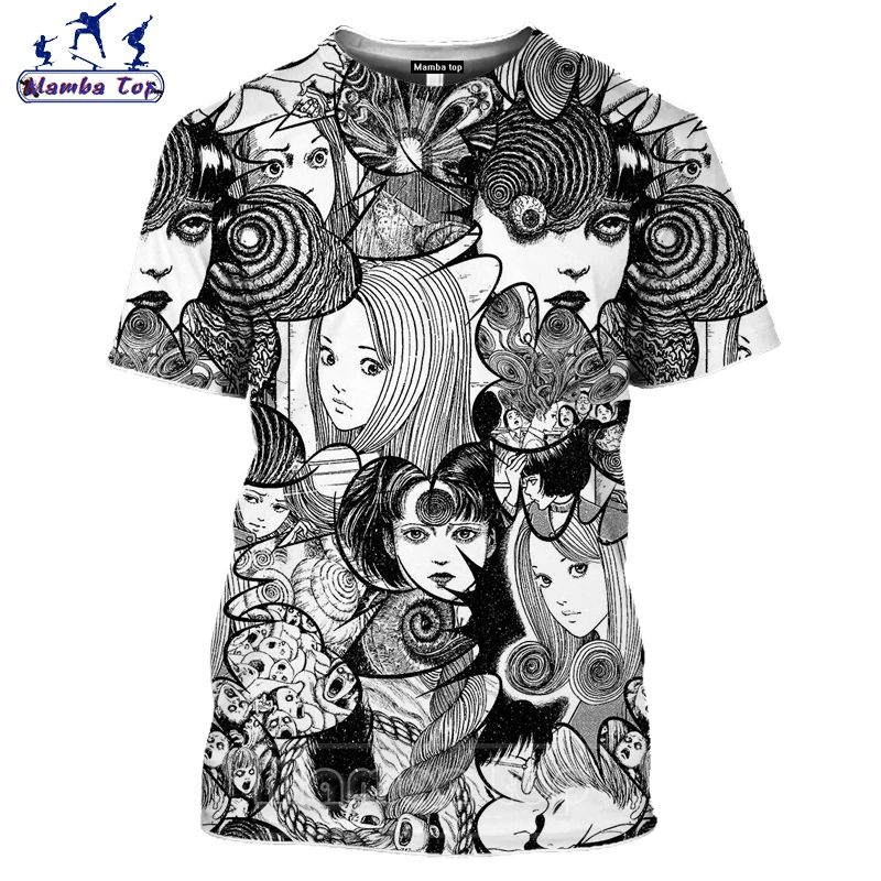Топ Mamba летняя мужская футболка мультяшная девушка 3D принт Япония триллер комикс