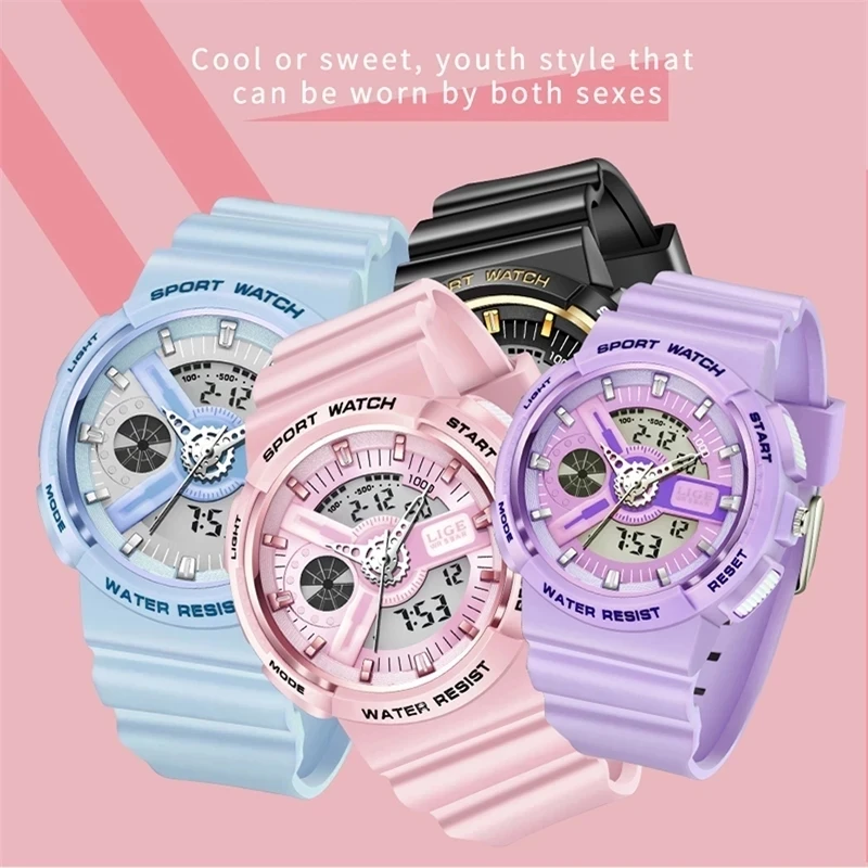 

New Sport Women Quartz Digital Watch Creative Diving Watch Ladies Waterproof Alarm Watch Dual Display Clock Montre Femme