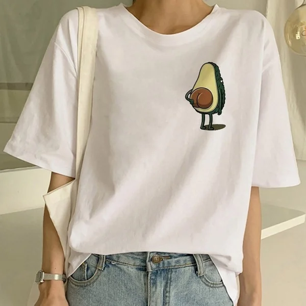 

New Avocado Shirt Vegan T Shirt Women Harajuku Kawaii Short Sleeve T-shirt Vogue 90s Korean Style Tshirt Fashion Top Tees Fema