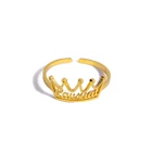 Регулируемые кольца с именем для женщин, персонализированные ювелирные изделия вечерние, из нержавеющей стали, с короной, с именной табличкой, на палец, хороший подарок на день рождения