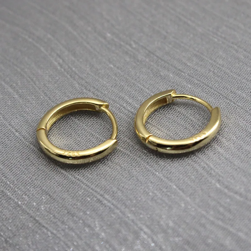 

Real 925 Sterling Silver Hoop Earrings Round Ear Buckle for Women Men Punk Fashion Rock Earrings Hoops Jewelry Gifts Accessories