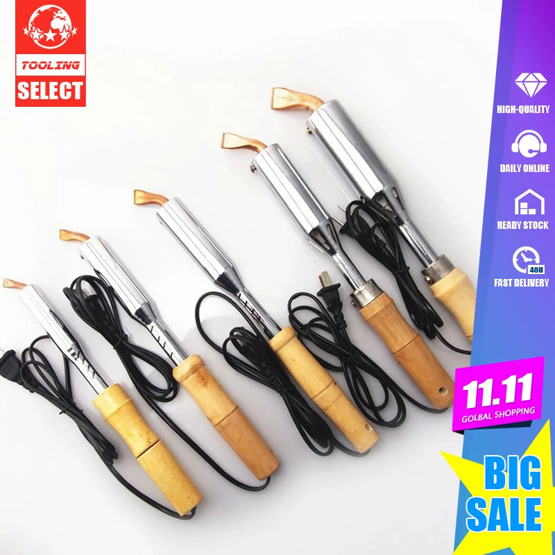 

220V 75W 100W 150W 200W 300W Duty Electric Soldering Iron High Power Chisel Tip Soldering Iron Chisel Tip Wood Handle