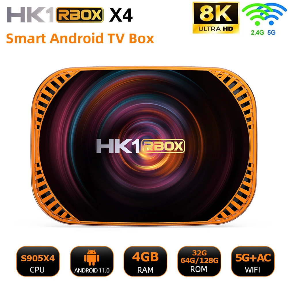 Новинка HK1 RBOX X4 Android 11 Amlogic S905X4 3D Смарт ТВ-бокс 8K 4G + 32/64/128 Гб Wifi 2 и телефон с
