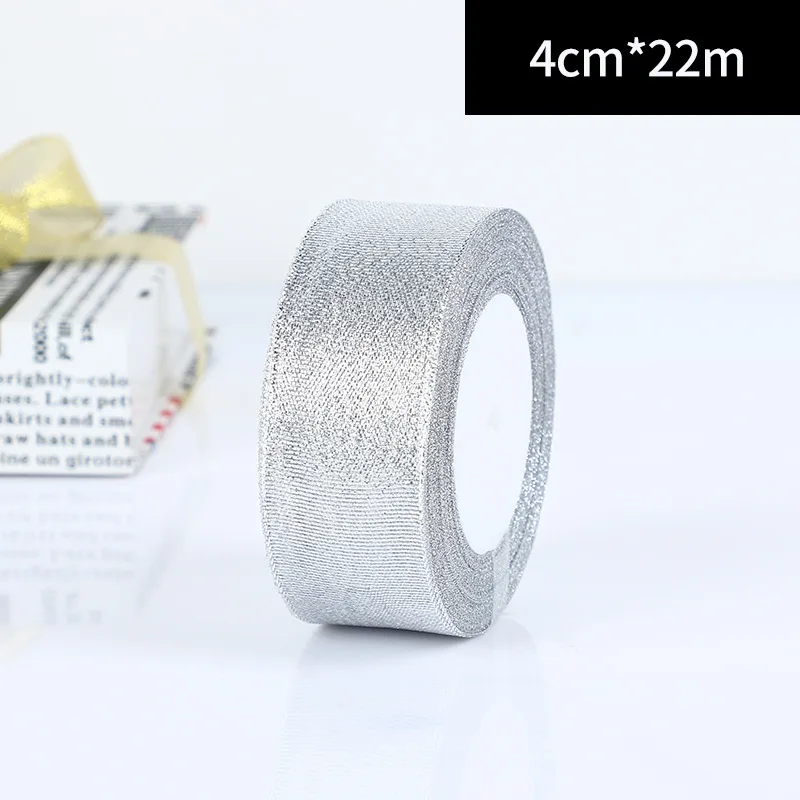 width 4cm 22 метра/рулон 0,6-5 см золото серебро шелк атлас органза ленты для свадьбы декоративные DIY вышитые лук ленты лук подарочные принадлежности - Цвет: width 4cm