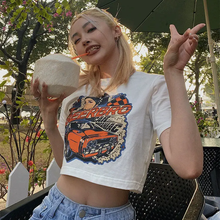 

TShirt Punk Harajuku Dark Tops Hip hop T-shirts 90s vintage clothes Streetwear print shirt y2k Short tshirt top album tee