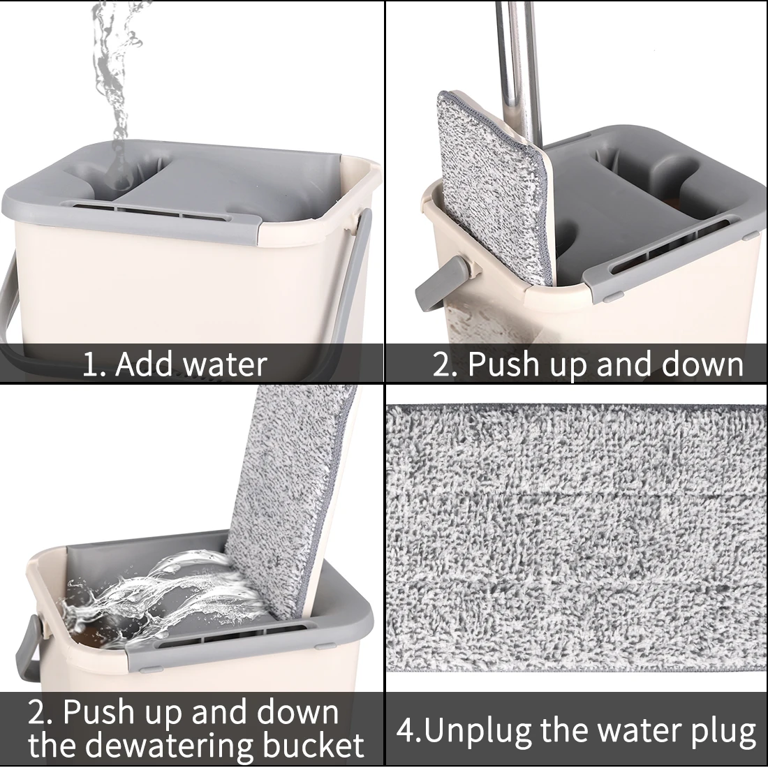 Моющаяся плоская Швабра из микрофибры для мытья пола и ведра без рук колодки