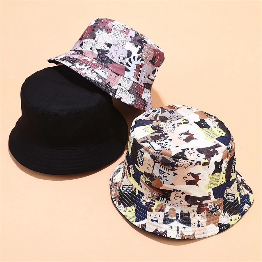 Хлопковая Двусторонняя шляпа с граффити из мультфильма рыбака шапка для