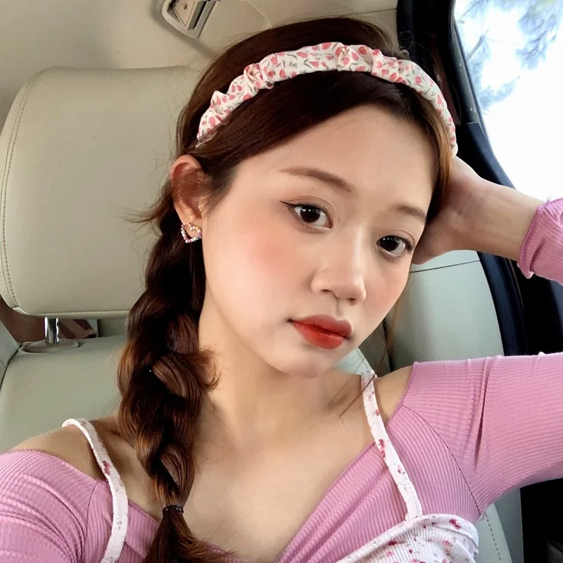 

Модные весенние яркие повязки на голову, милая помятая однотонная ободок для волос для девочек, ободок для волос