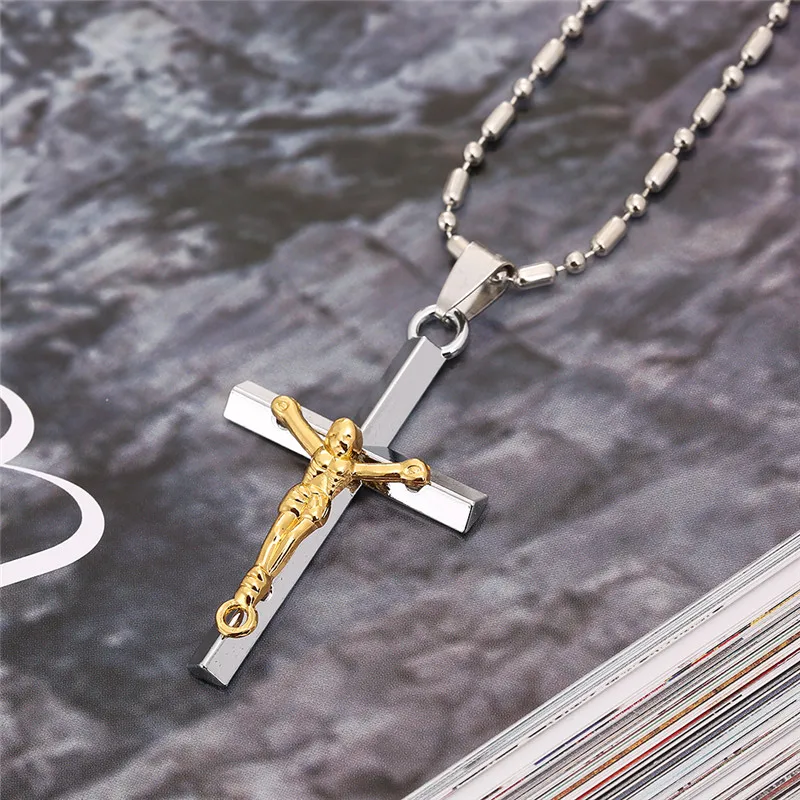 Новая мода крест ожерелье для женщин и мужчин Цвет золотой серебряный
