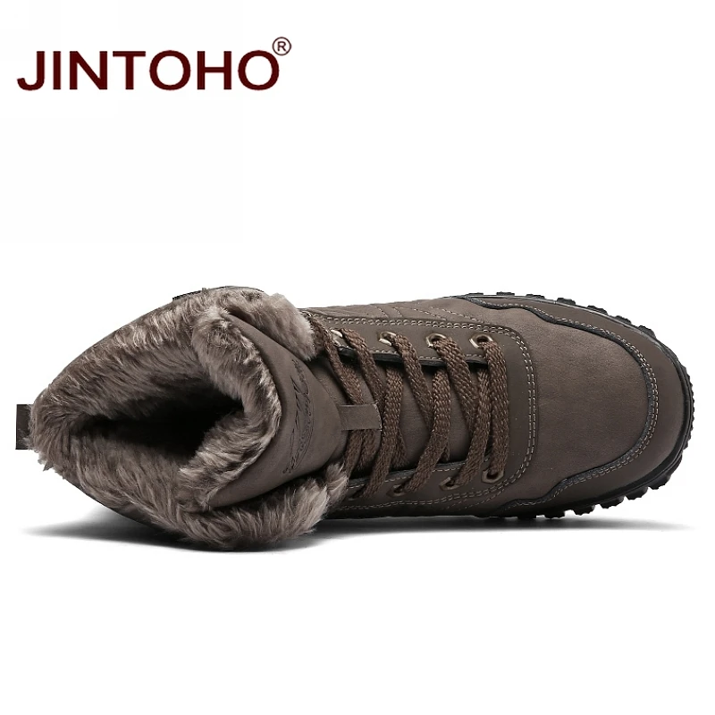 JINTOHO/зимняя рабочая обувь из натуральной кожи модные мужские зимние ботинки