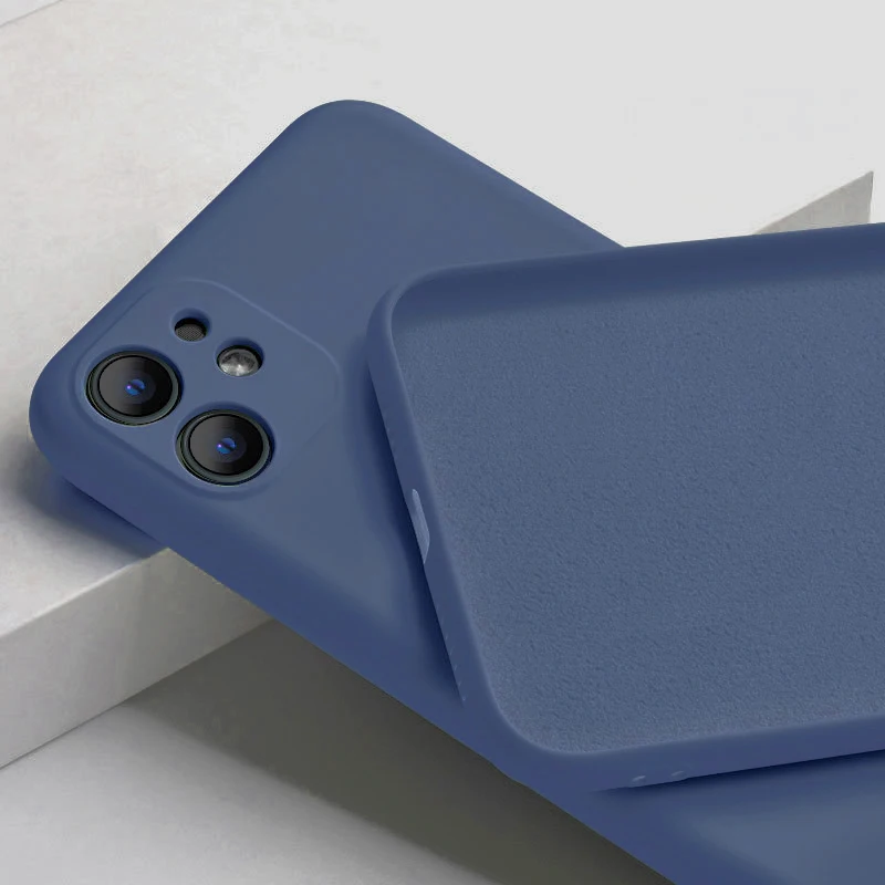 Объектив камеры полное покрытие защитный силиконовый чехол для iphone 11 Pro Max Микрофибра защитный чехол для телефона s Coque - Цвет: Navy Blue
