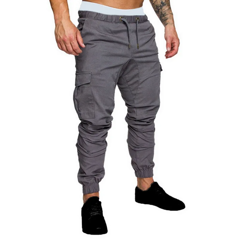 

Casual Men Pants Hip Hop Joggers Pants 2019 Male Trouser Men Solid Multi-pocket Pants Homme Sweatpants Dropshipping