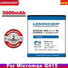 LOSONCOER 3000 мАч Q415 Для Micromax Q415 Canvas Pace 4G мобильный телефон аккумулятор + Быстрая доставка