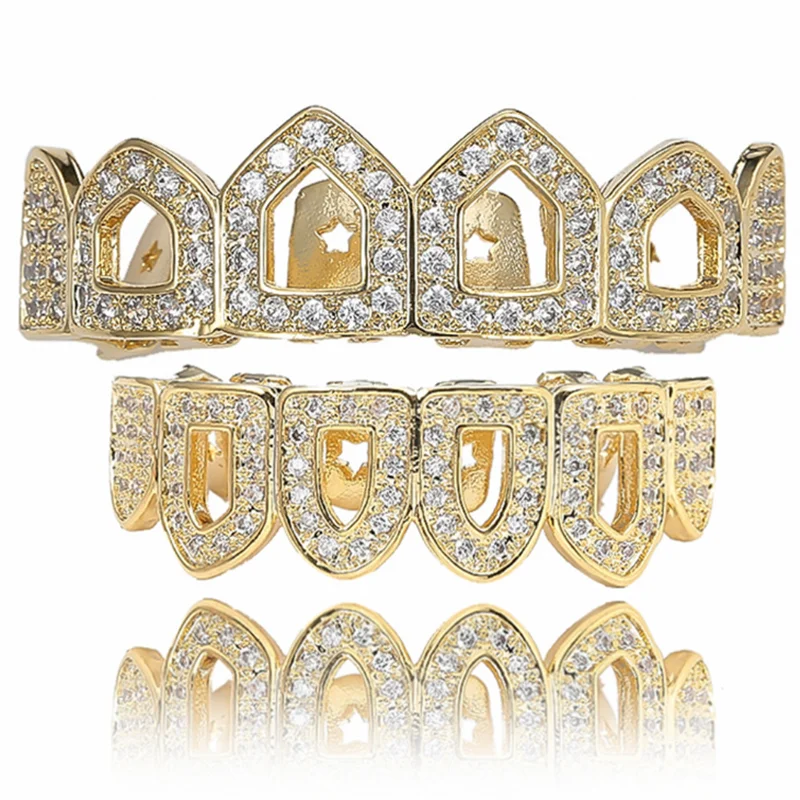 Полые Зубные коронки в стиле хип-хоп с фианитами панковские насадки для зубов