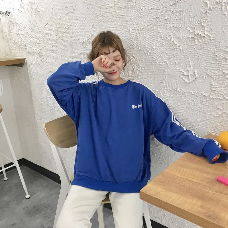 

New Fashion Halajuku Loose Letter Printed College Wind All Match Vintage Long Sleeve Female Sweatshirts Womens Clothing