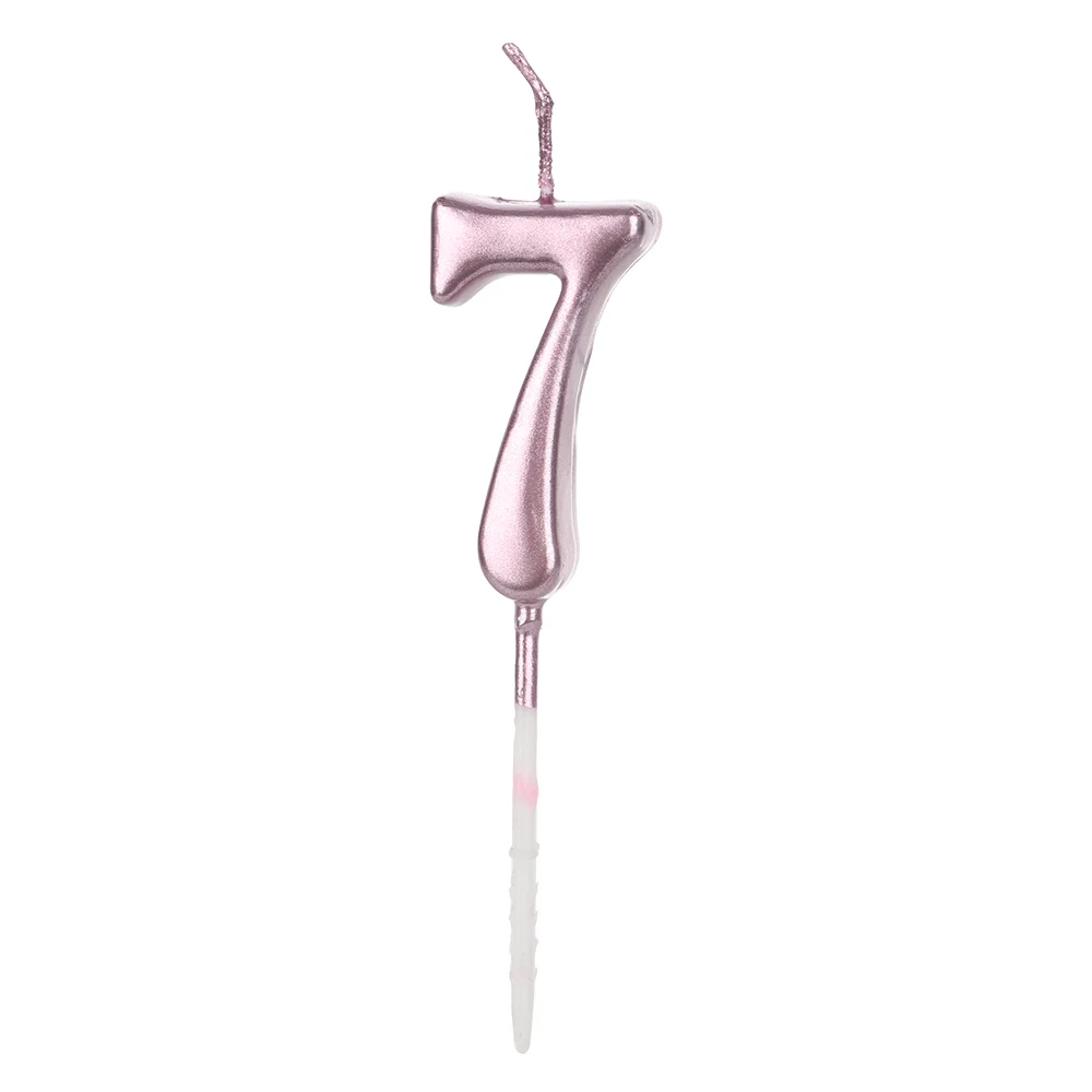 7rose gold 1 предмет розовые, золотые, серебряные декор кекса номер 0-9 свечи для торта фигурки жениха и невесты; подарок на день рождения вечерние поставки - Цвет: 7rose gold