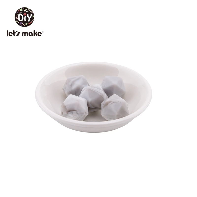 marble gray Let' s сделать 20 шт. Силиконовые Бусины Пищевой шестигранный силиконовый шарик 14 мм Сделай своими ругами слингобусы соска цепь Bpa Бесплатный Детский Прорезыватель - Цвет: marble gray
