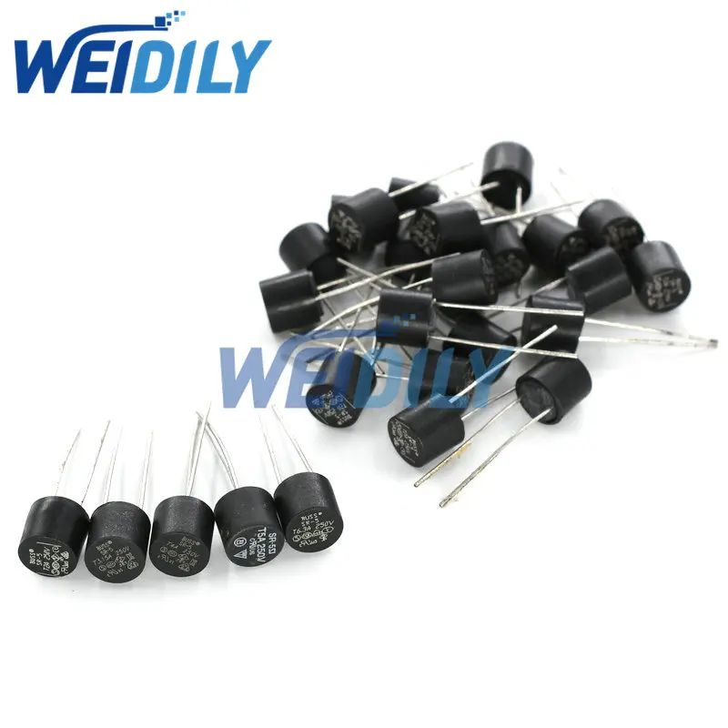 20PCS Cylindrical Fuse 6.3A 250V Slow Blow Fuses T6.3A SR-5 2 Pins Insurance Tube | Электронные компоненты и