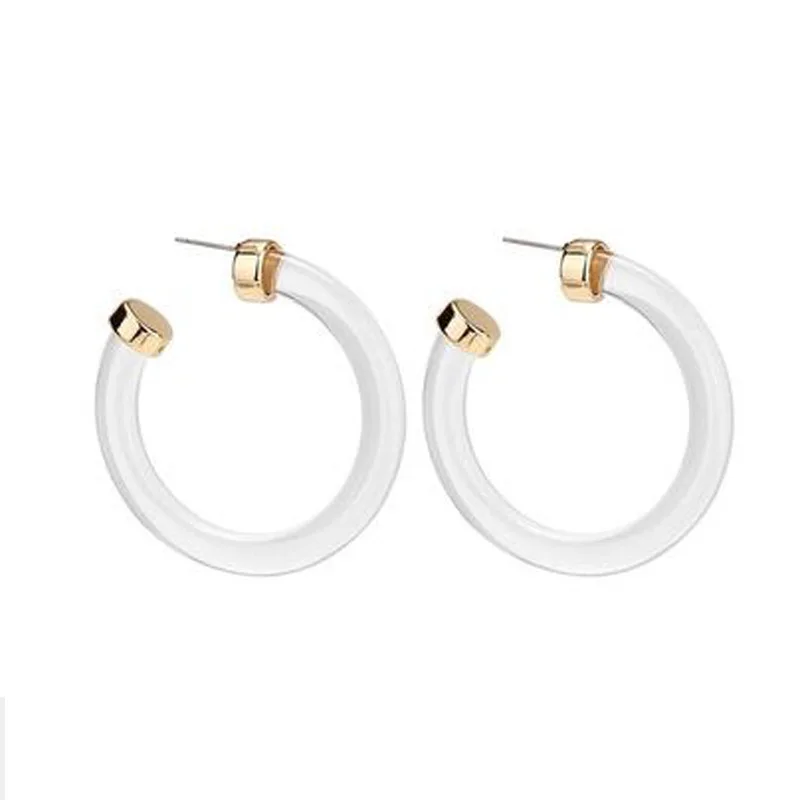 Новые прозрачные акриловые серьги-кольца в форме C большие круглые женские